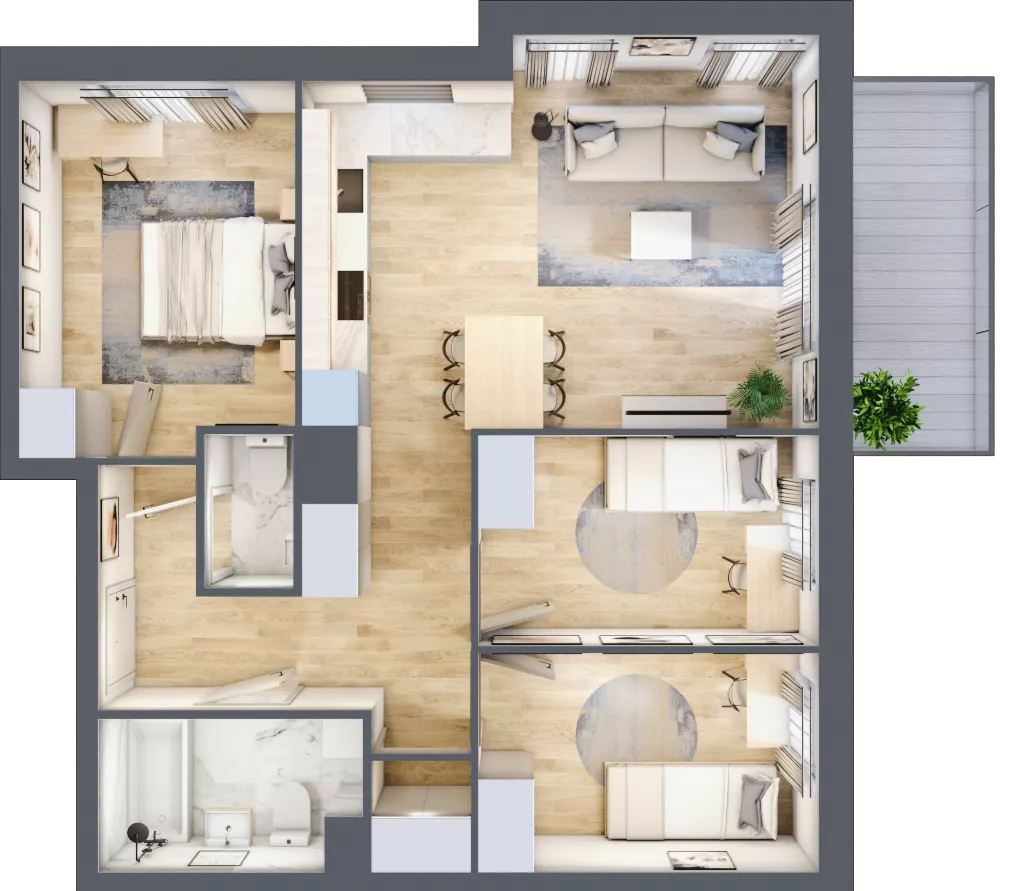 4 pokoje, mieszkanie 68,24 m², piętro 4, oferta nr B6.04.56, Południe Vita etap IV, Gdańsk, Orunia Górna-Gdańsk Południe, ul. Kazimierza Wielkiego 