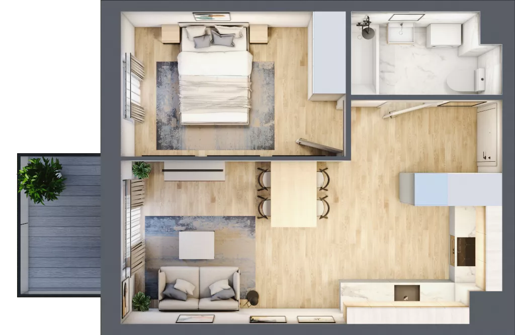 2 pokoje, mieszkanie 38,39 m², piętro 1, oferta nr B6.01.25, Południe Vita etap IV, Gdańsk, Orunia Górna-Gdańsk Południe, ul. Kazimierza Wielkiego 