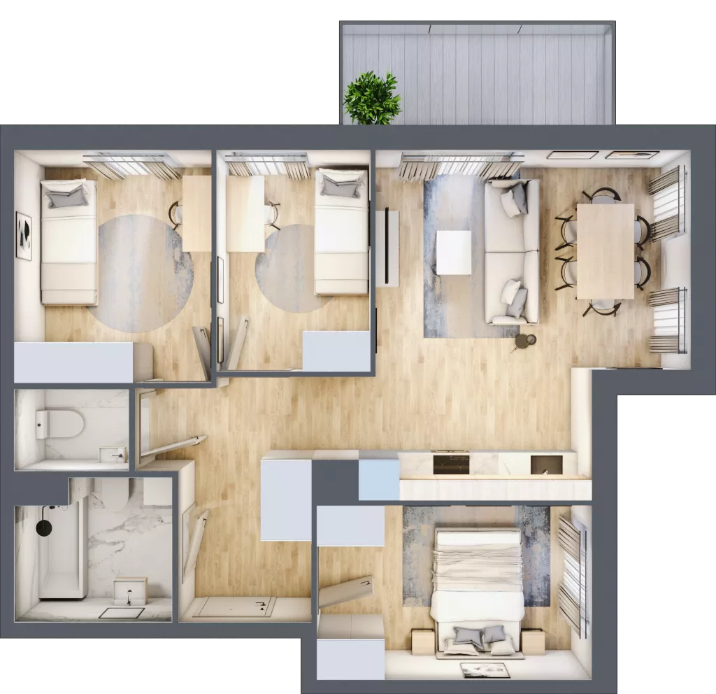 4 pokoje, mieszkanie 64,84 m², piętro 1, oferta nr B6.01.16, Południe Vita etap IV, Gdańsk, Orunia Górna-Gdańsk Południe, ul. Kazimierza Wielkiego 