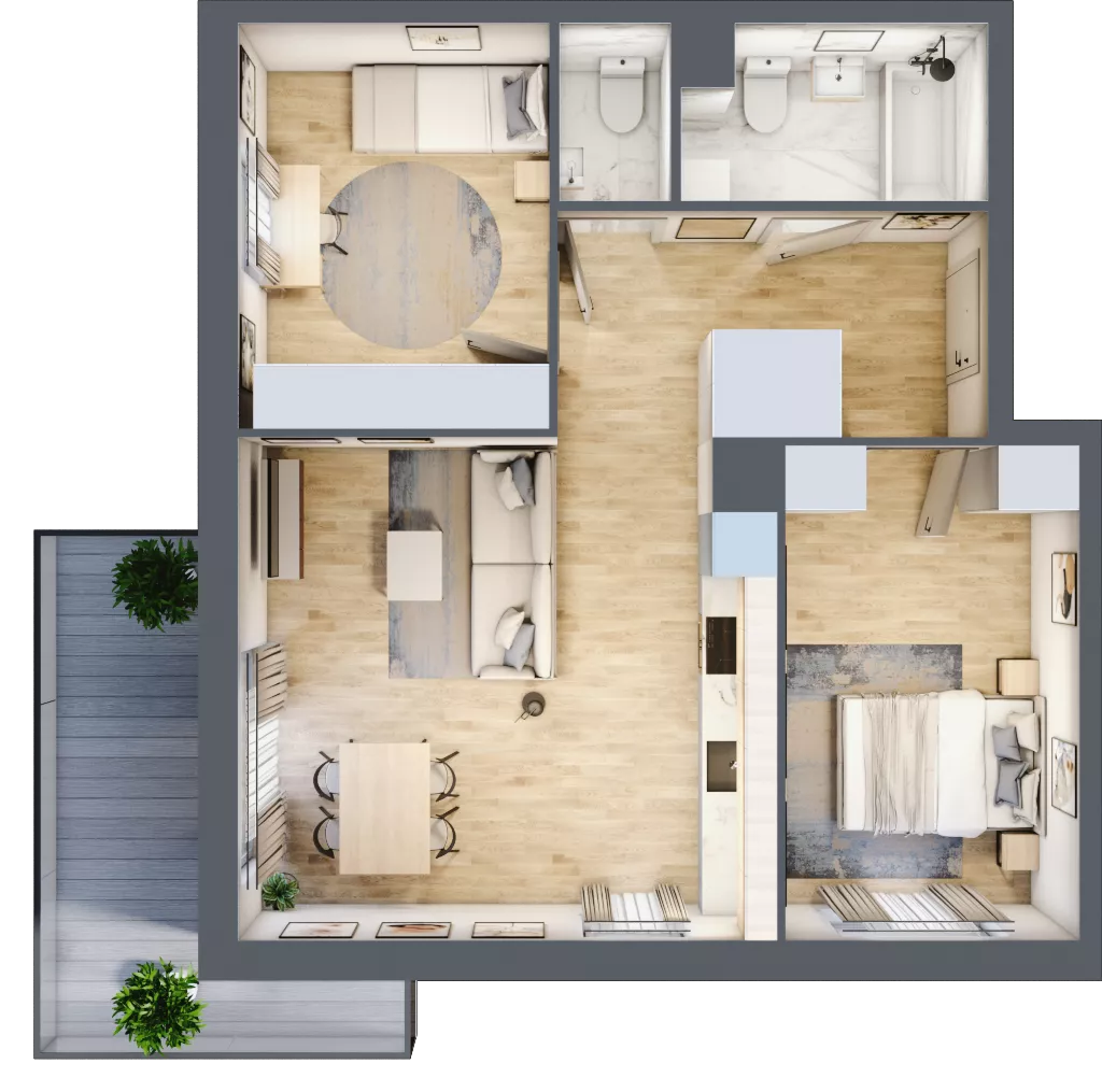 3 pokoje, mieszkanie 60,98 m², piętro 3, oferta nr B6.03.50, Południe Vita etap IV, Gdańsk, Orunia Górna-Gdańsk Południe, ul. Kazimierza Wielkiego 