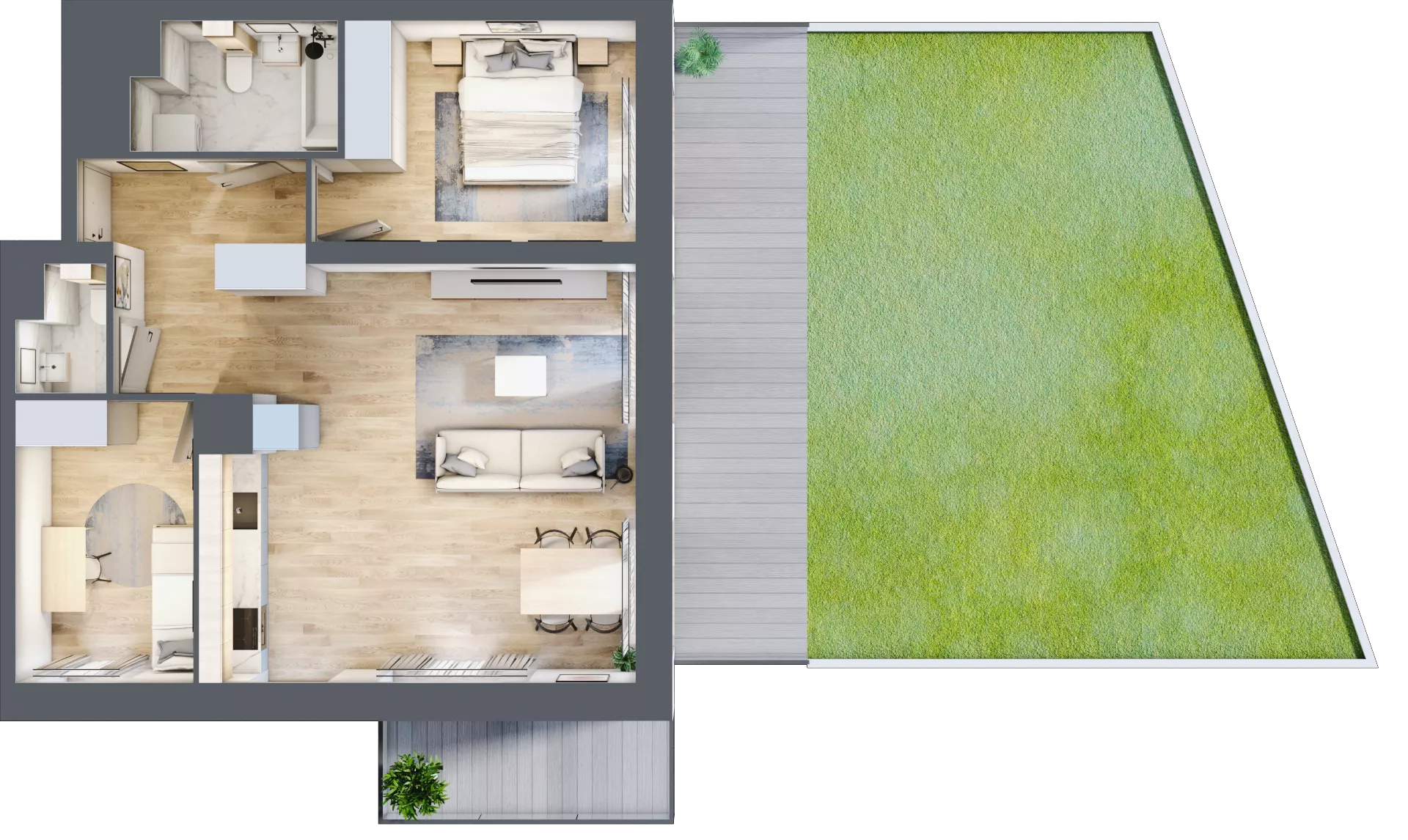 3 pokoje, mieszkanie 63,62 m², piętro 1, oferta nr M1/1/1/14, Przy Parku Vita II etap, Wrocław, Tarnogaj, Krzyki, ul. Międzyleska 2