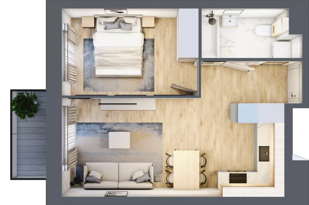 2 pokoje, mieszkanie 39,14 m², piętro 3, oferta nr M1/1/3/43, Przy Parku Vita II etap, Wrocław, Tarnogaj, Krzyki, ul. Międzyleska 2