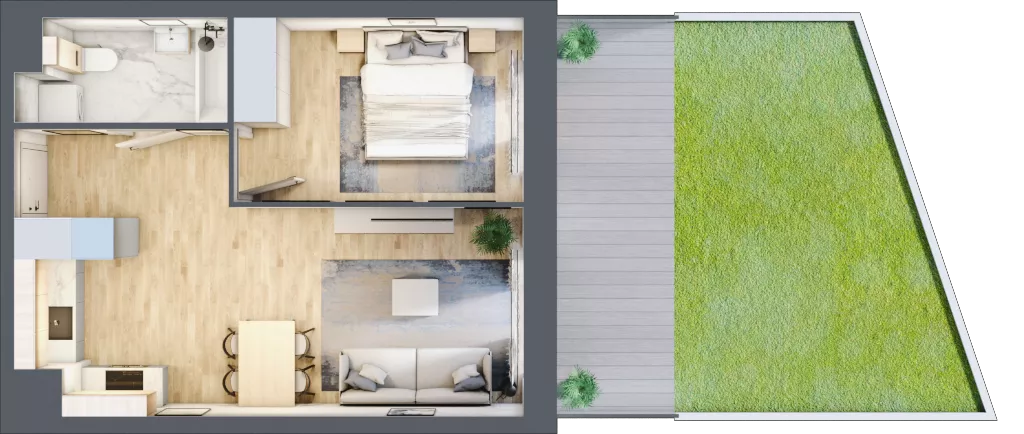 2 pokoje, mieszkanie 40,19 m², piętro 1, oferta nr M1/1/1/13, Przy Parku Vita II etap, Wrocław, Tarnogaj, Krzyki, ul. Międzyleska 2