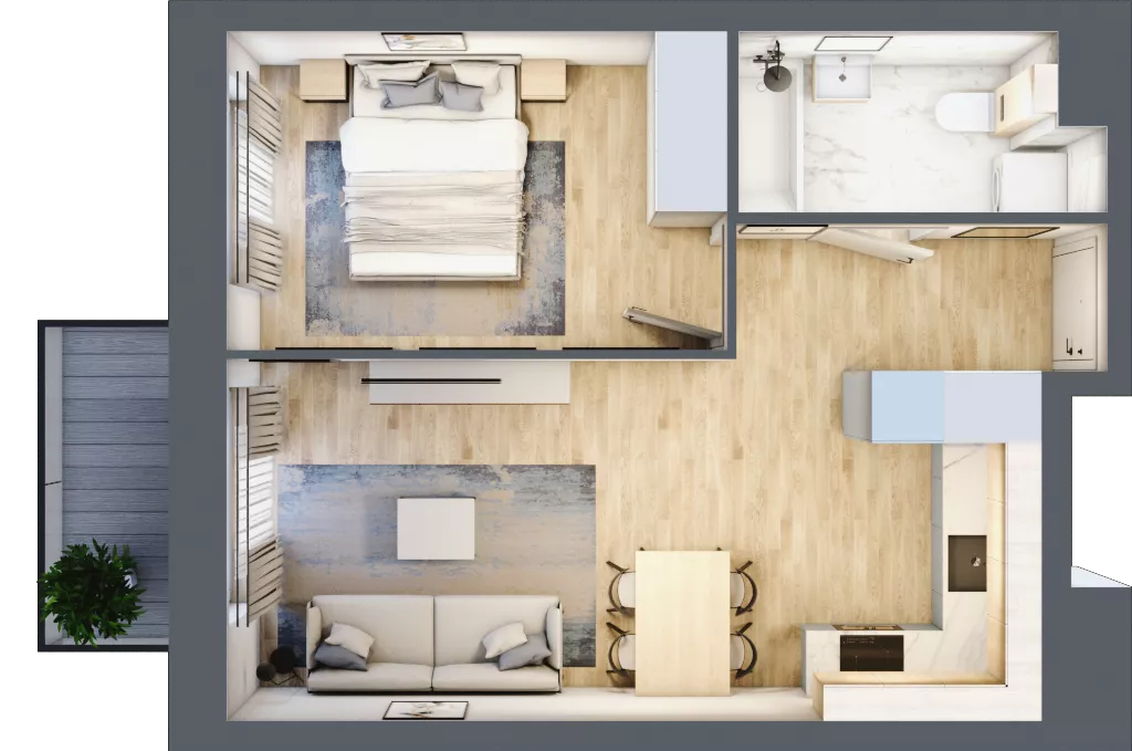 2 pokoje, mieszkanie 39,04 m², piętro 5, oferta nr M1/1/5/70, Przy Parku Vita II etap, Wrocław, Tarnogaj, Krzyki, ul. Międzyleska 2