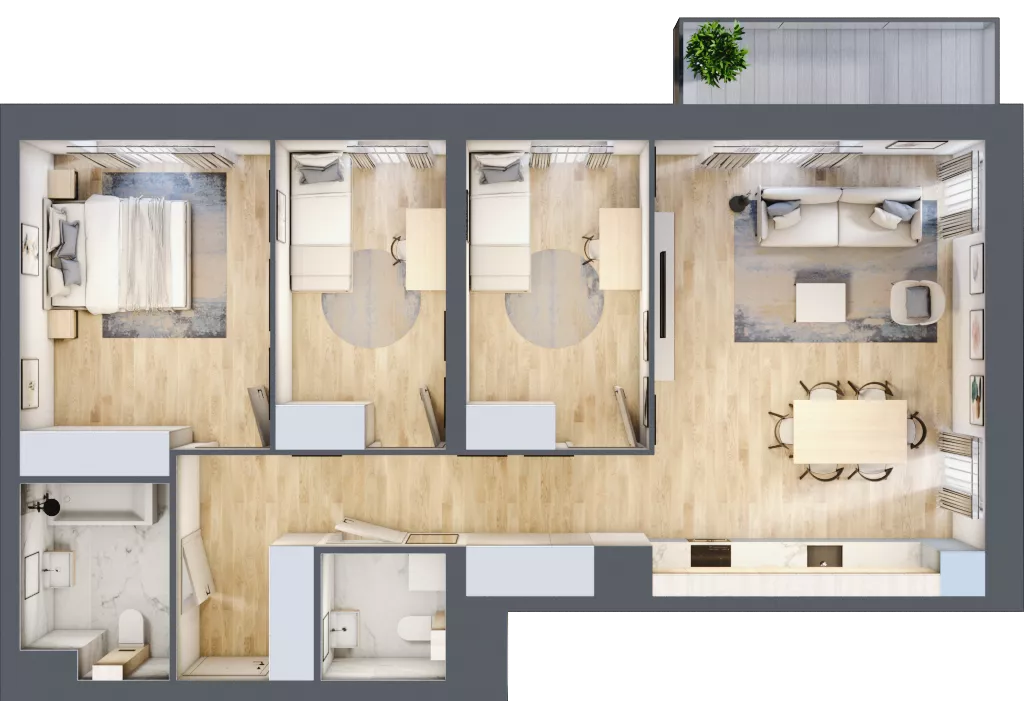4 pokoje, mieszkanie 81,90 m², piętro 4, oferta nr M1/1/4/48, Przy Parku Vita II etap, Wrocław, Tarnogaj, Krzyki, ul. Międzyleska 2