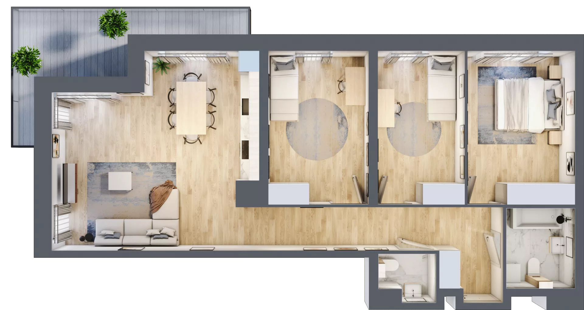 4 pokoje, mieszkanie 87,56 m², piętro 1, oferta nr M1/1/1/08, Przy Parku Vita II etap, Wrocław, Tarnogaj, Krzyki, ul. Międzyleska 2