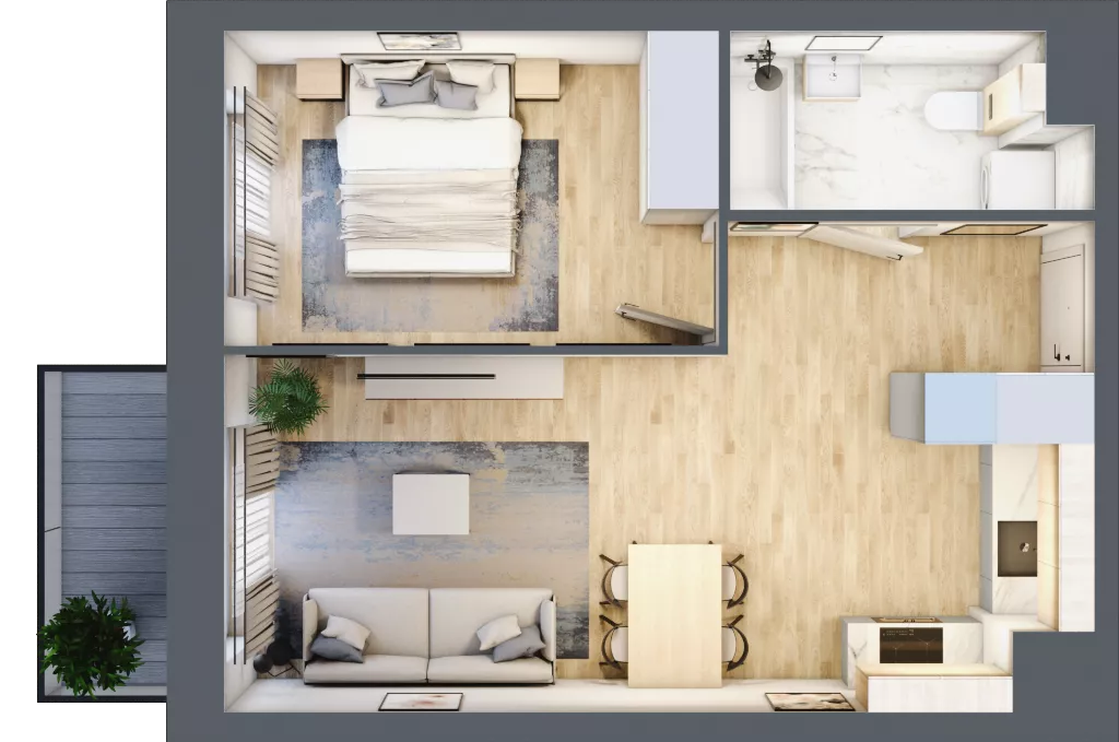 2 pokoje, mieszkanie 40,19 m², piętro 5, oferta nr M1/1/5/68, Przy Parku Vita II etap, Wrocław, Tarnogaj, Krzyki, ul. Międzyleska 2