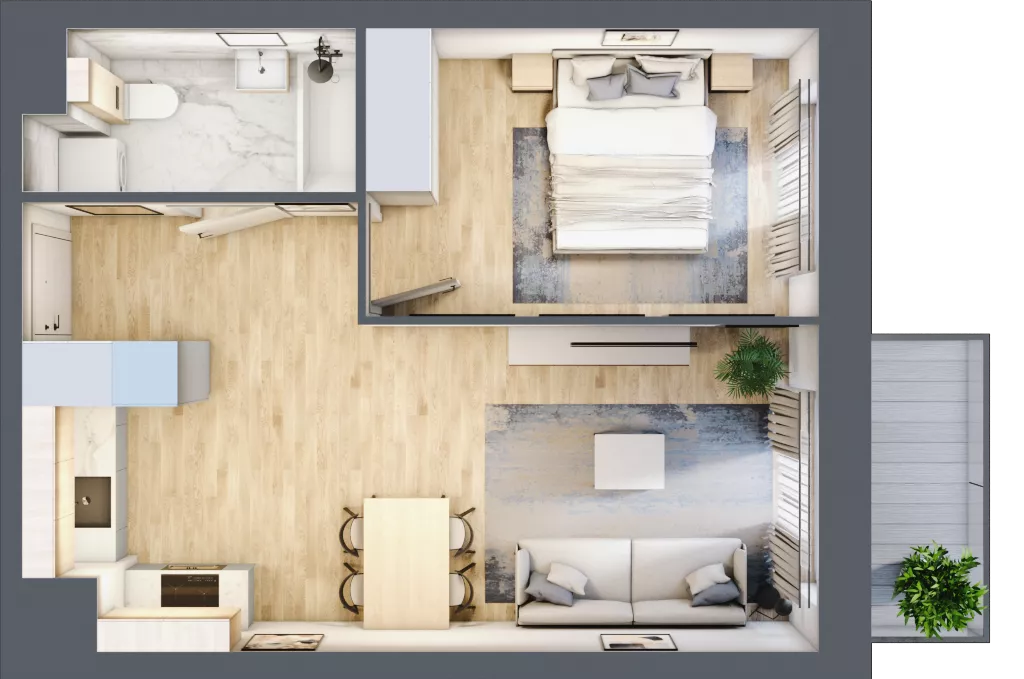 2 pokoje, mieszkanie 40,19 m², piętro 4, oferta nr M1/1/4/52, Przy Parku Vita II etap, Wrocław, Tarnogaj, Krzyki, ul. Międzyleska 2