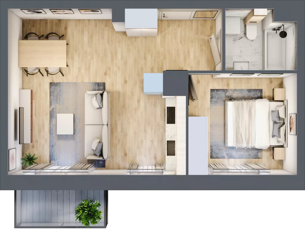 2 pokoje, mieszkanie 44,02 m², piętro 4, oferta nr M1/1/4/45, Przy Parku Vita II etap, Wrocław, Tarnogaj, Krzyki, ul. Międzyleska 2