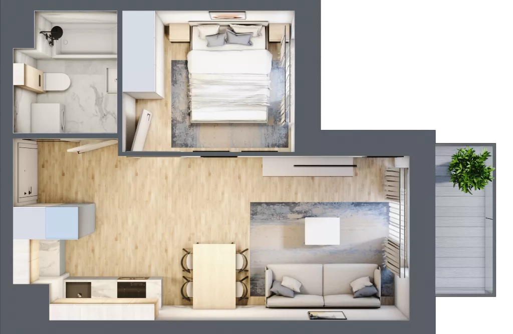 2 pokoje, mieszkanie 34,68 m², piętro 2, oferta nr M1/1/2/24, Przy Parku Vita II etap, Wrocław, Tarnogaj, Krzyki, ul. Międzyleska 2