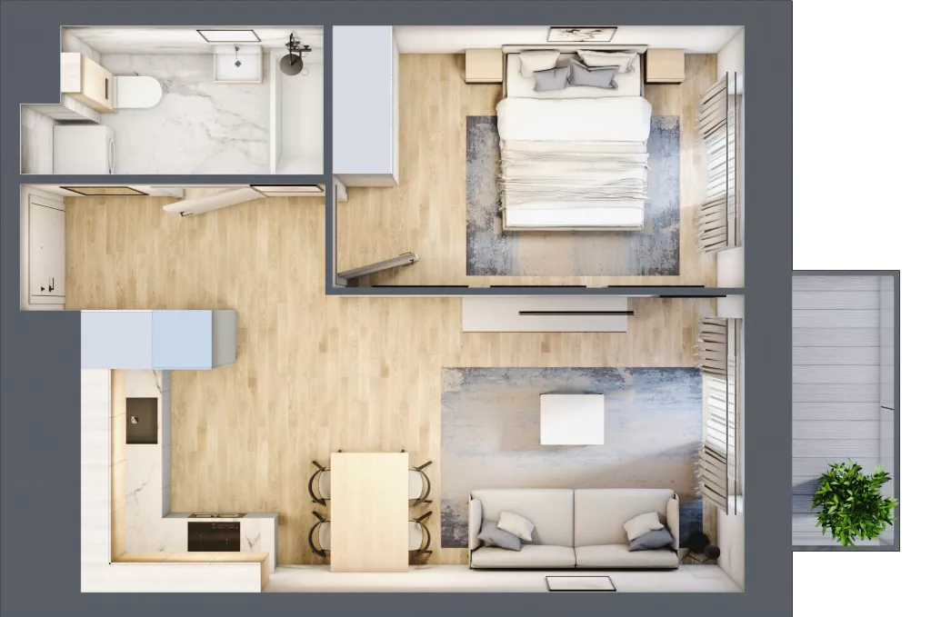 2 pokoje, mieszkanie 38,94 m², piętro 2, oferta nr M1/1/2/25, Przy Parku Vita II etap, Wrocław, Tarnogaj, Krzyki, ul. Międzyleska 2