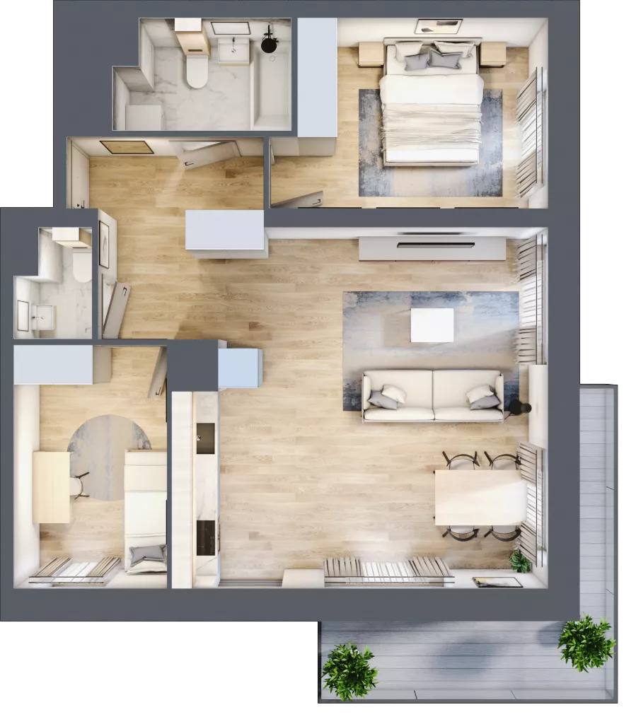 3 pokoje, mieszkanie 63,62 m², piętro 5, oferta nr M1/1/5/66, Przy Parku Vita II etap, Wrocław, Tarnogaj, Krzyki, ul. Międzyleska 2