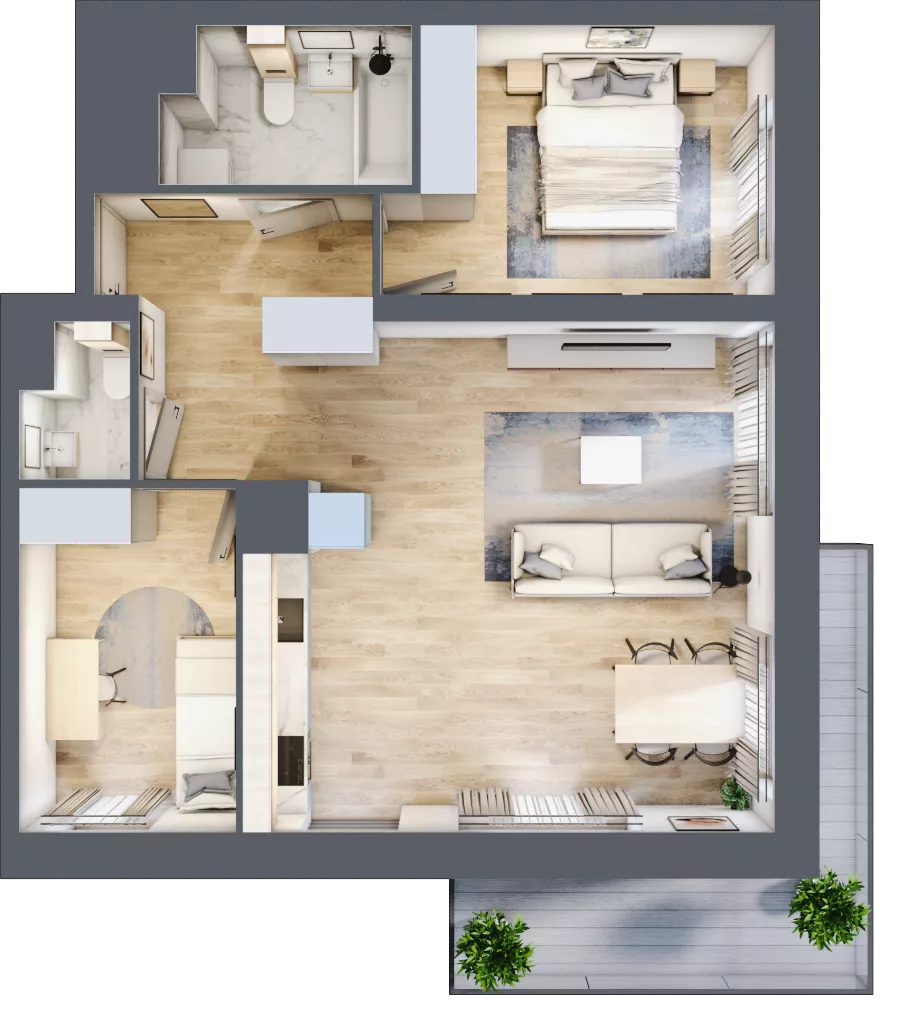 3 pokoje, mieszkanie 63,62 m², piętro 3, oferta nr M1/1/3/40, Przy Parku Vita II etap, Wrocław, Tarnogaj, Krzyki, ul. Międzyleska 2