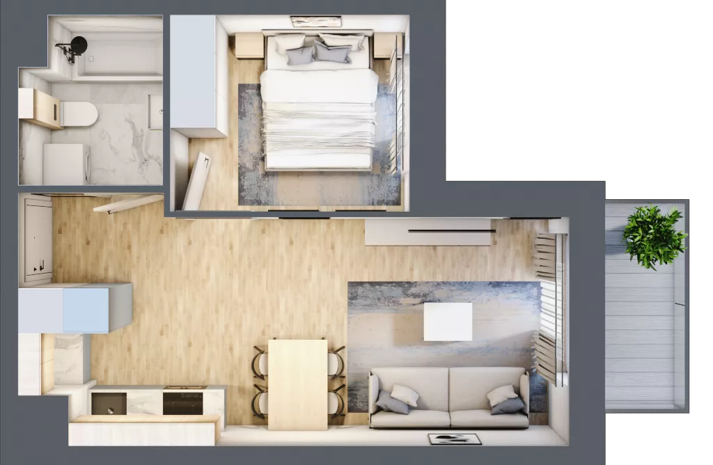 2 pokoje, mieszkanie 34,68 m², piętro 5, oferta nr M1/1/5/63, Przy Parku Vita II etap, Wrocław, Tarnogaj, Krzyki, ul. Międzyleska 2