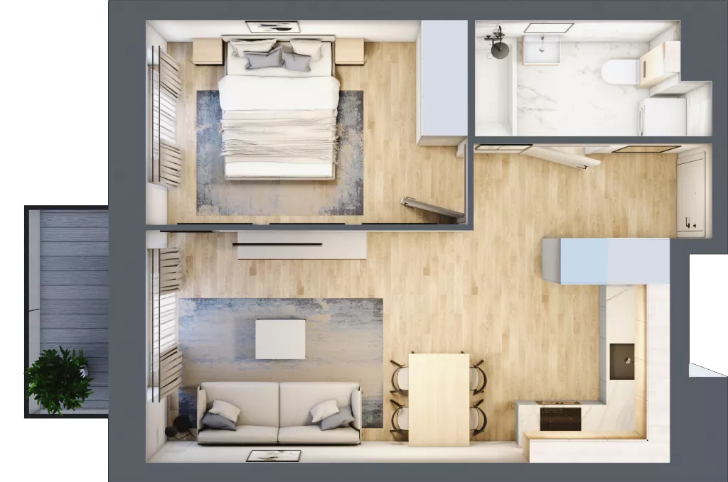 2 pokoje, mieszkanie 39,04 m², piętro 4, oferta nr M1/1/4/57, Przy Parku Vita II etap, Wrocław, Tarnogaj, Krzyki, ul. Międzyleska 2