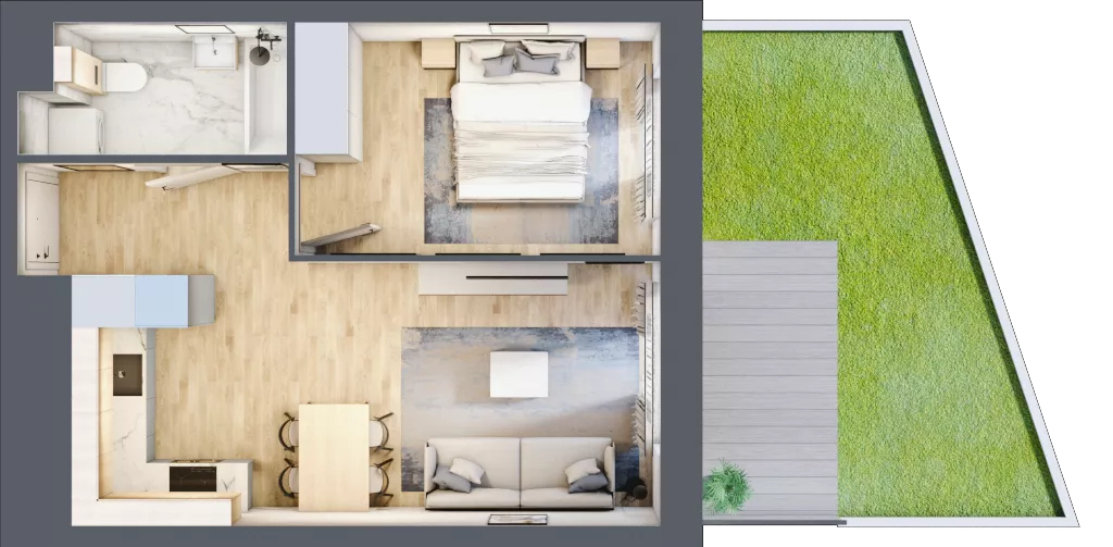 2 pokoje, mieszkanie 38,94 m², piętro 1, oferta nr M1/1/1/12, Przy Parku Vita II etap, Wrocław, Tarnogaj, Krzyki, ul. Międzyleska 2