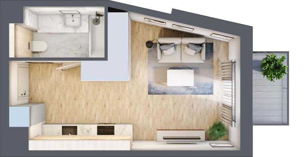 1 pokój, mieszkanie 26,21 m², piętro 1, oferta nr A/KL1/1/03, Podhalańska Vita, Wrocław, Żerniki, Złotniki, ul. Podhalańska