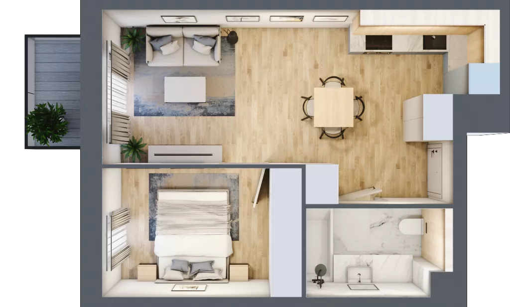 2 pokoje, mieszkanie 38,45 m², piętro 1, oferta nr A/KL2/1/02, Podhalańska Vita, Wrocław, Żerniki, Złotniki, ul. Podhalańska