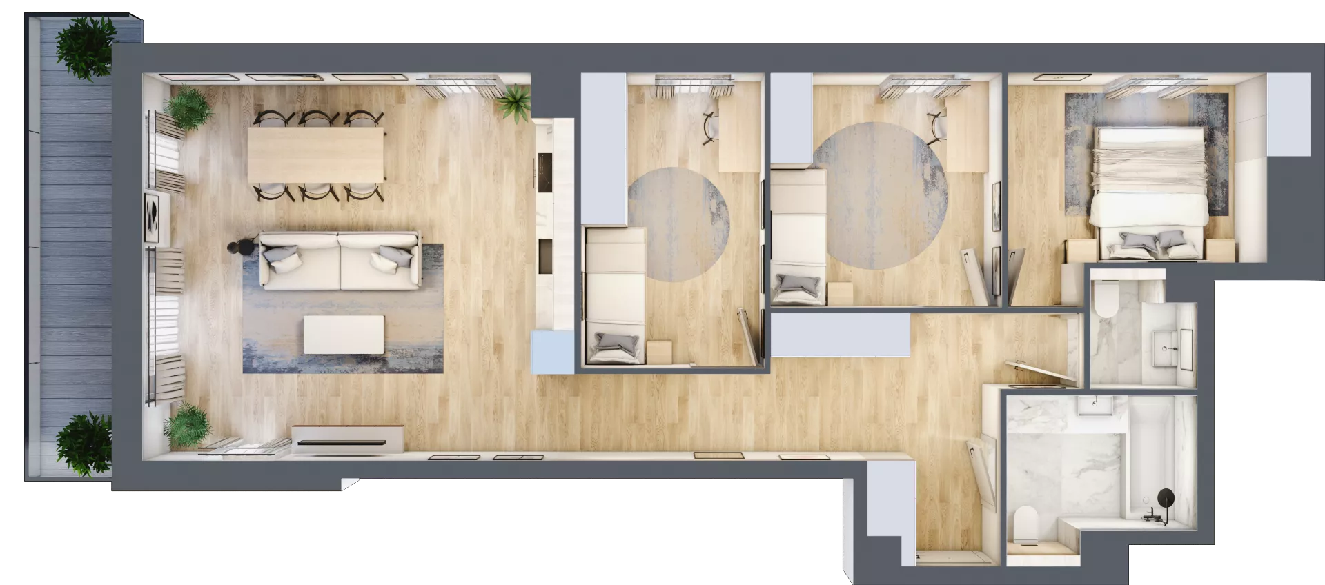 4 pokoje, mieszkanie 84,50 m², piętro 3, oferta nr A/KL1/3/01, Podhalańska Vita, Wrocław, Żerniki, Złotniki, ul. Podhalańska