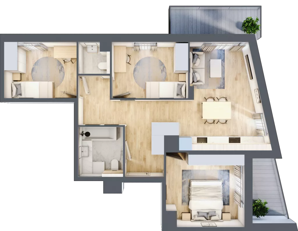 4 pokoje, mieszkanie 67,73 m², piętro 2, oferta nr A/KL1/2/02, Podhalańska Vita, Wrocław, Żerniki, Złotniki, ul. Podhalańska
