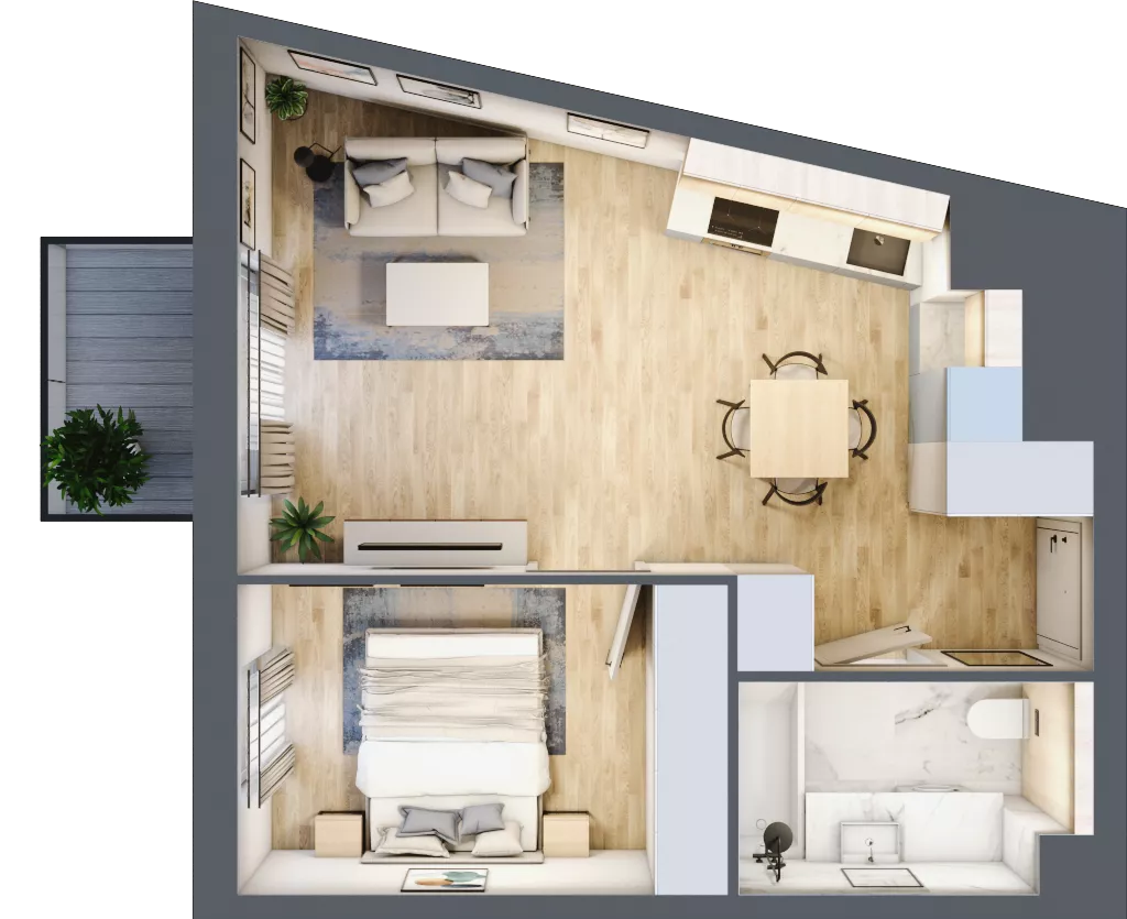 2 pokoje, mieszkanie 39,66 m², piętro 2, oferta nr A/KL1/2/06, Podhalańska Vita, Wrocław, Żerniki, Złotniki, ul. Podhalańska