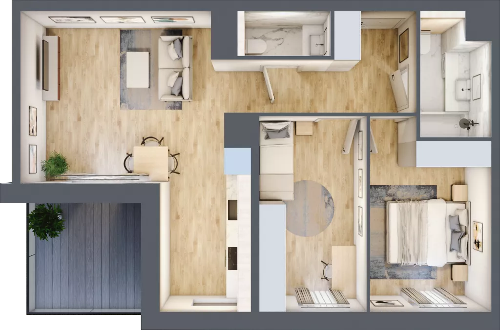 3 pokoje, mieszkanie 59,61 m², piętro 1, oferta nr A/KL3/1/02, Podhalańska Vita, Wrocław, Żerniki, Złotniki, ul. Podhalańska