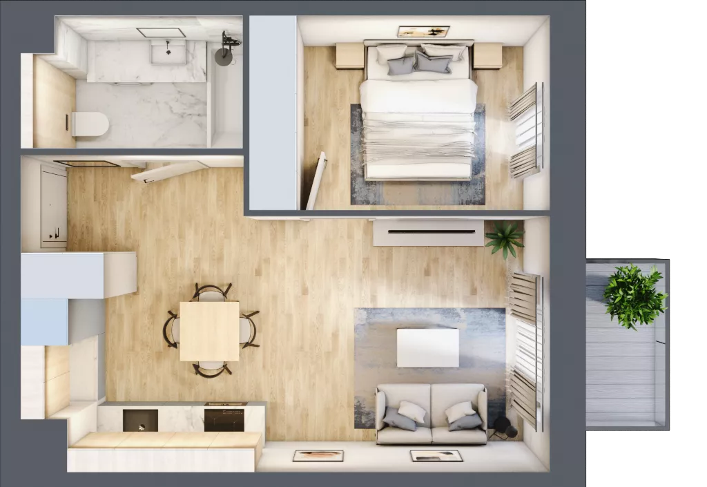 2 pokoje, mieszkanie 38,52 m², piętro 1, oferta nr A/KL2/1/06, Podhalańska Vita, Wrocław, Żerniki, Złotniki, ul. Podhalańska