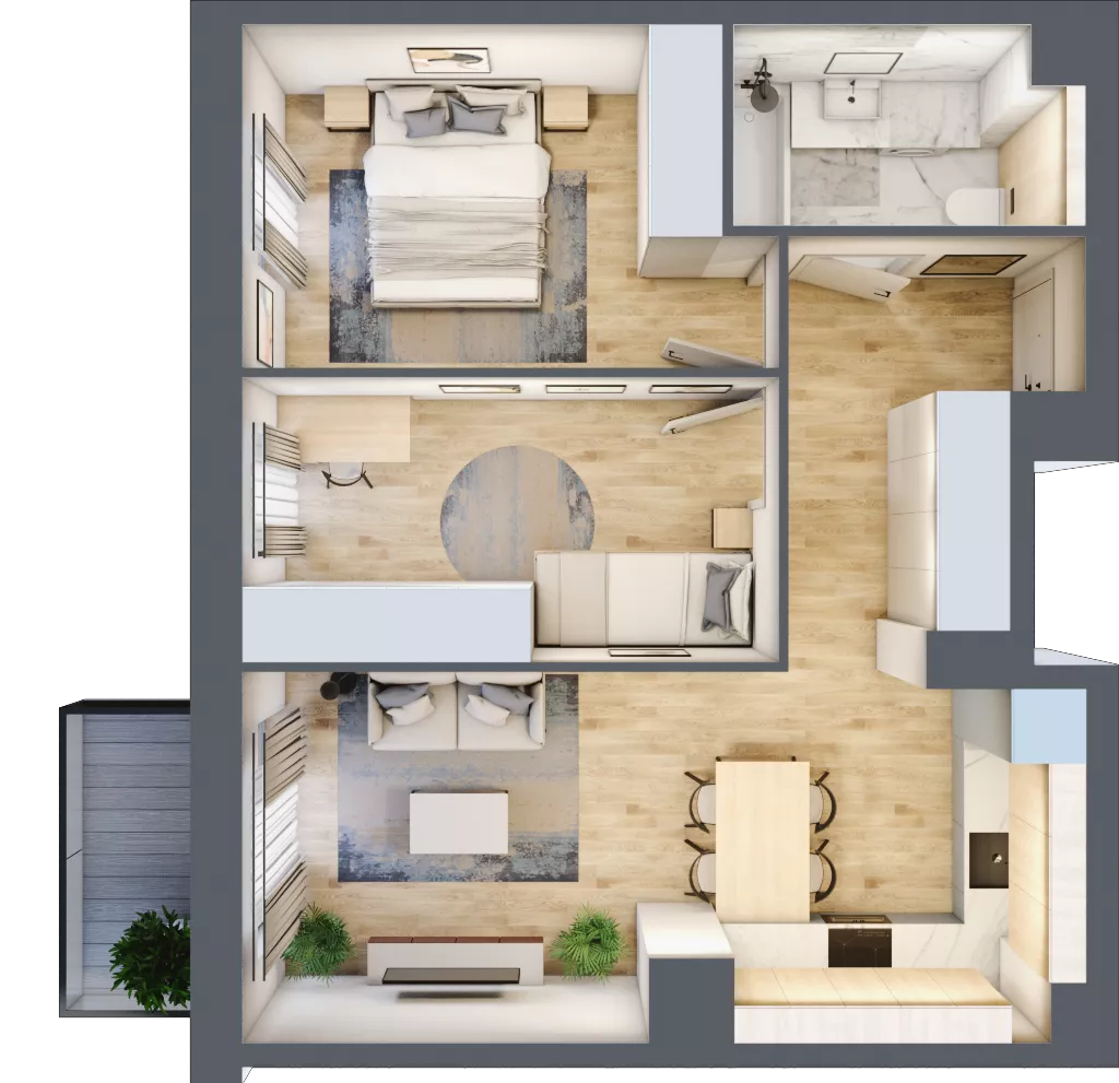3 pokoje, mieszkanie 51,88 m², piętro 1, oferta nr A/KL2/1/01, Podhalańska Vita, Wrocław, Żerniki, Złotniki, ul. Podhalańska