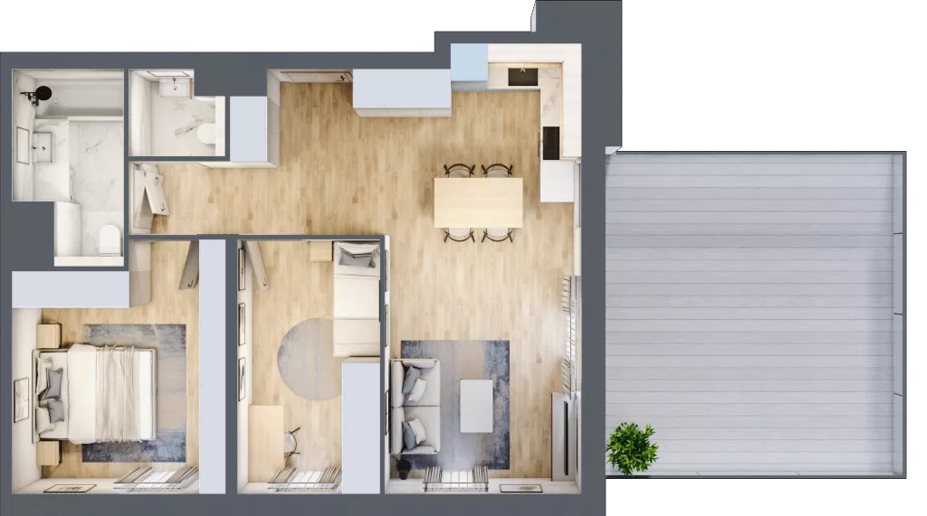 3 pokoje, mieszkanie 60,79 m², piętro 3, oferta nr A/KL2/3/03, Podhalańska Vita, Wrocław, Żerniki, Złotniki, ul. Podhalańska