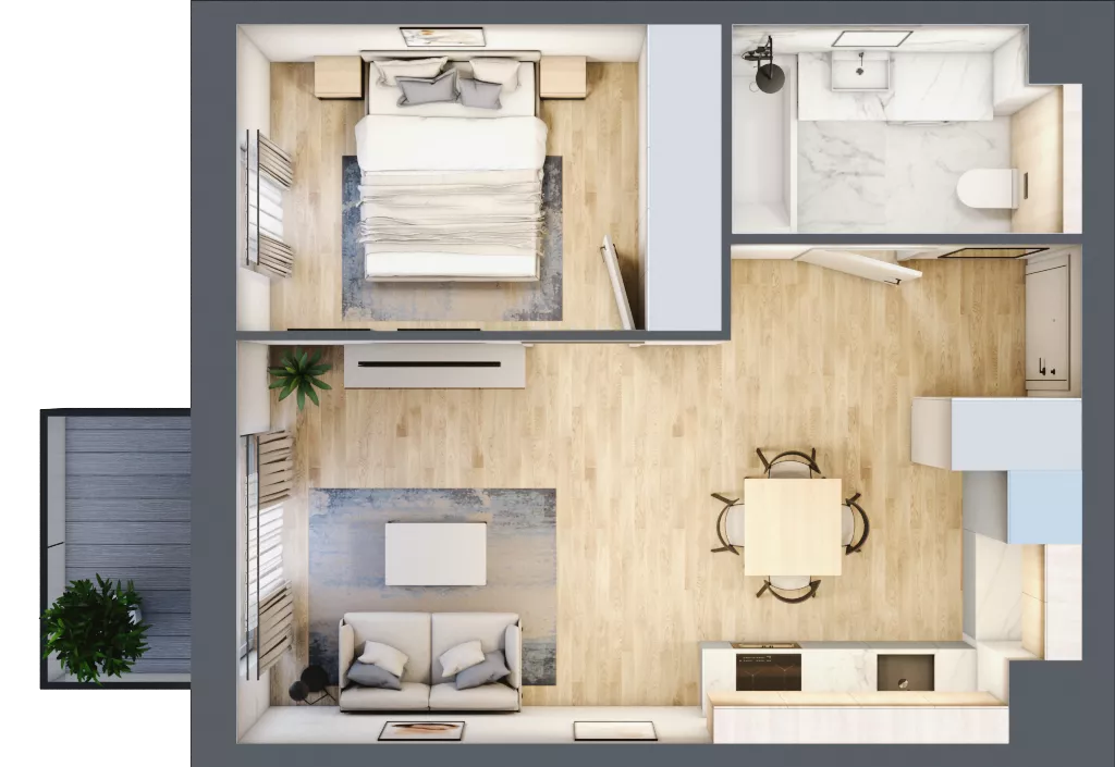 2 pokoje, mieszkanie 38,87 m², piętro 2, oferta nr A/KL2/2/13, Podhalańska Vita, Wrocław, Żerniki, Złotniki, ul. Podhalańska