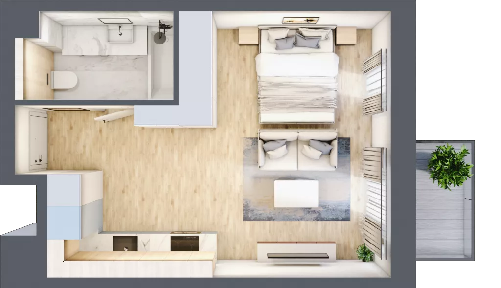 1 pokój, mieszkanie 31,06 m², piętro 1, oferta nr A/KL2/1/05, Podhalańska Vita, Wrocław, Żerniki, Złotniki, ul. Podhalańska