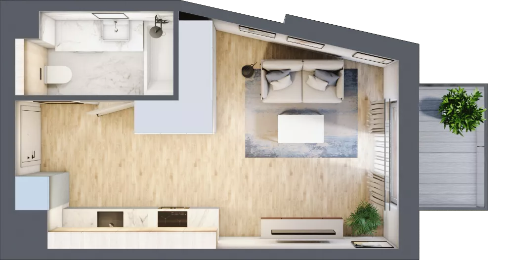 1 pokój, mieszkanie 26,41 m², piętro 2, oferta nr A/KL1/2/03, Podhalańska Vita, Wrocław, Żerniki, Złotniki, ul. Podhalańska
