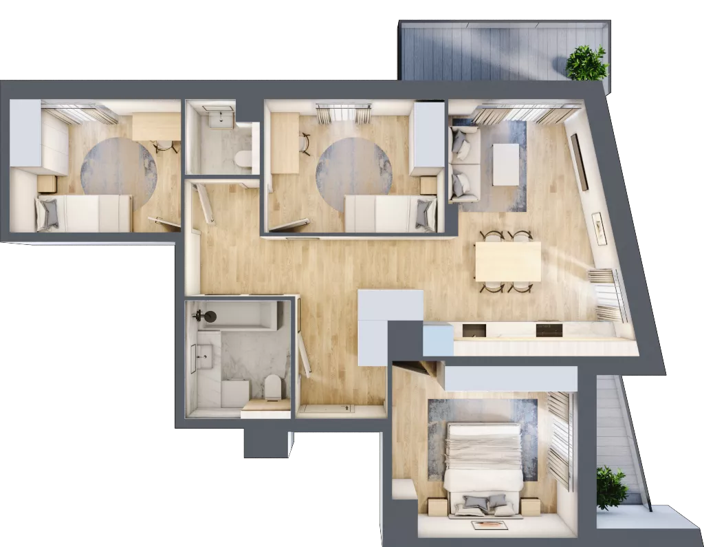 4 pokoje, mieszkanie 67,42 m², piętro 1, oferta nr A/KL1/1/02, Podhalańska Vita, Wrocław, Żerniki, Złotniki, ul. Podhalańska