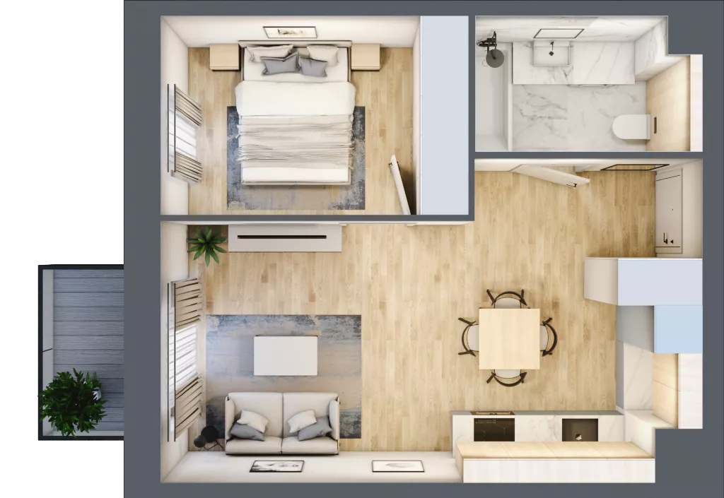 2 pokoje, mieszkanie 38,52 m², piętro 1, oferta nr A/KL2/1/13, Podhalańska Vita, Wrocław, Żerniki, Złotniki, ul. Podhalańska
