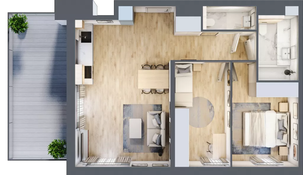 3 pokoje, mieszkanie 61,48 m², piętro 3, oferta nr A/KL2/3/04, Podhalańska Vita, Wrocław, Żerniki, Złotniki, ul. Podhalańska