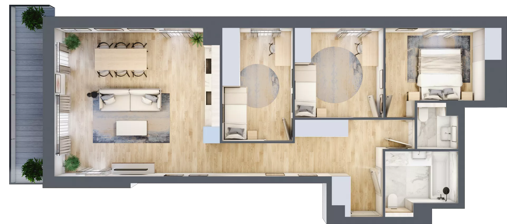4 pokoje, mieszkanie 84,50 m², piętro 2, oferta nr A/KL1/2/01, Podhalańska Vita, Wrocław, Żerniki, Złotniki, ul. Podhalańska