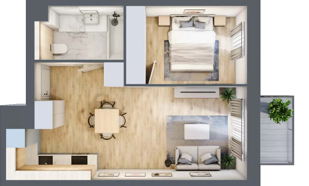 2 pokoje, mieszkanie 38,45 m², piętro 1, oferta nr A/KL1/1/04, Podhalańska Vita, Wrocław, Żerniki, Złotniki, ul. Podhalańska
