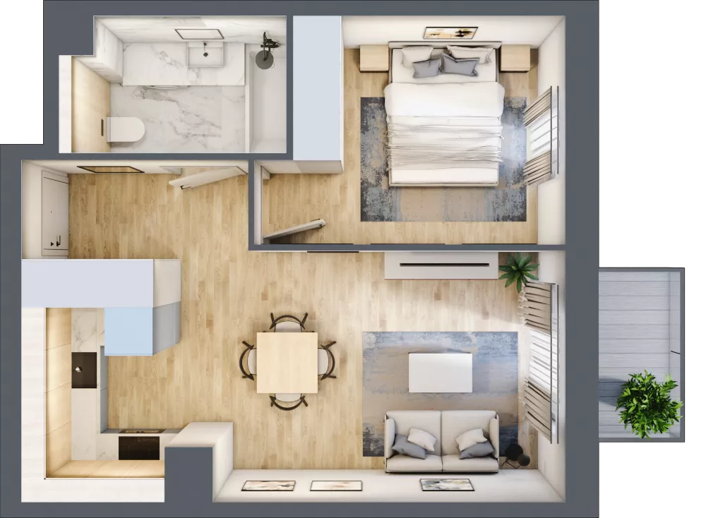 2 pokoje, mieszkanie 39,06 m², piętro 1, oferta nr A/KL2/1/07, Podhalańska Vita, Wrocław, Żerniki, Złotniki, ul. Podhalańska