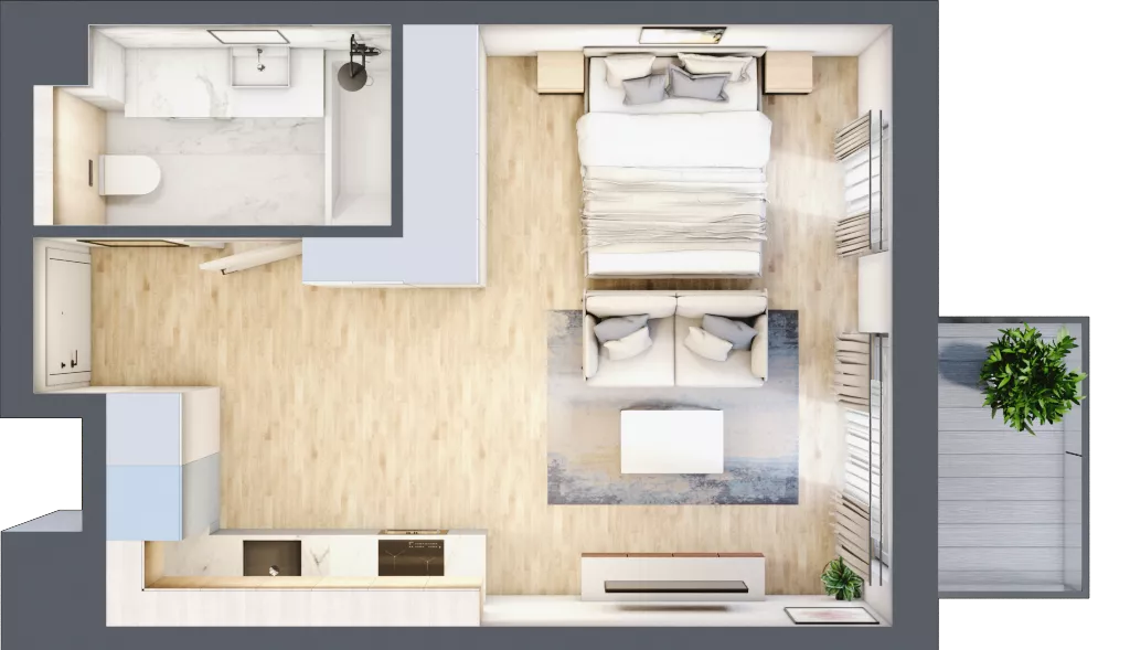 1 pokój, mieszkanie 31,35 m², piętro 2, oferta nr A/KL2/2/05, Podhalańska Vita, Wrocław, Żerniki, Złotniki, ul. Podhalańska