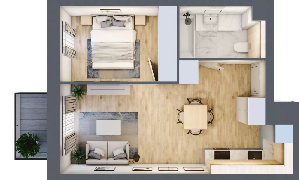 2 pokoje, mieszkanie 38,45 m², piętro 1, oferta nr A/KL1/1/05, Podhalańska Vita, Wrocław, Żerniki, Złotniki, ul. Podhalańska