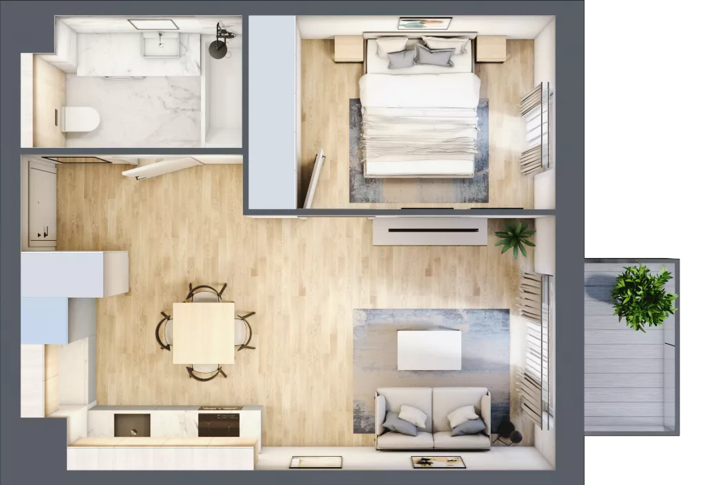 2 pokoje, mieszkanie 38,87 m², piętro 2, oferta nr A/KL2/2/06, Podhalańska Vita, Wrocław, Żerniki, Złotniki, ul. Podhalańska