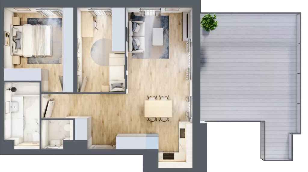 3 pokoje, mieszkanie 61,19 m², piętro 3, oferta nr A/KL2/3/02, Podhalańska Vita, Wrocław, Żerniki, Złotniki, ul. Podhalańska