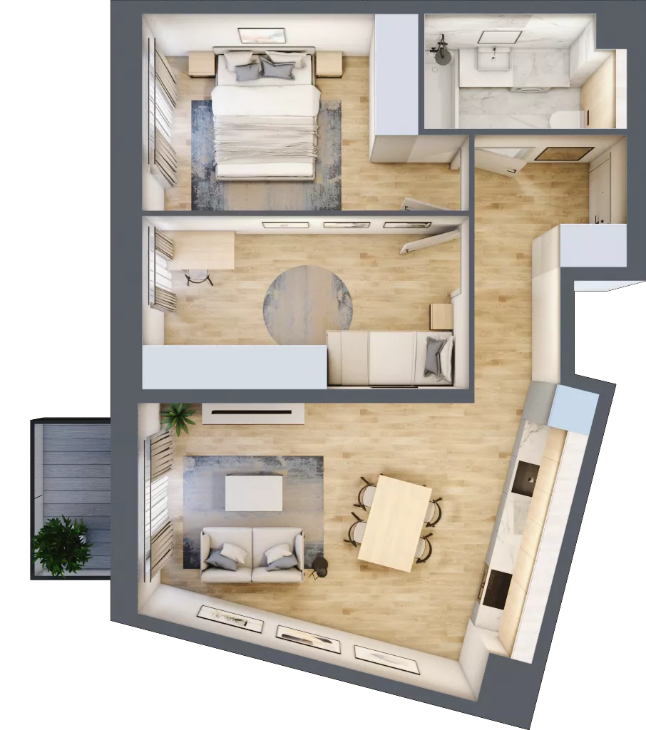 3 pokoje, mieszkanie 54,72 m², piętro 1, oferta nr A/KL2/1/11, Podhalańska Vita, Wrocław, Żerniki, Złotniki, ul. Podhalańska