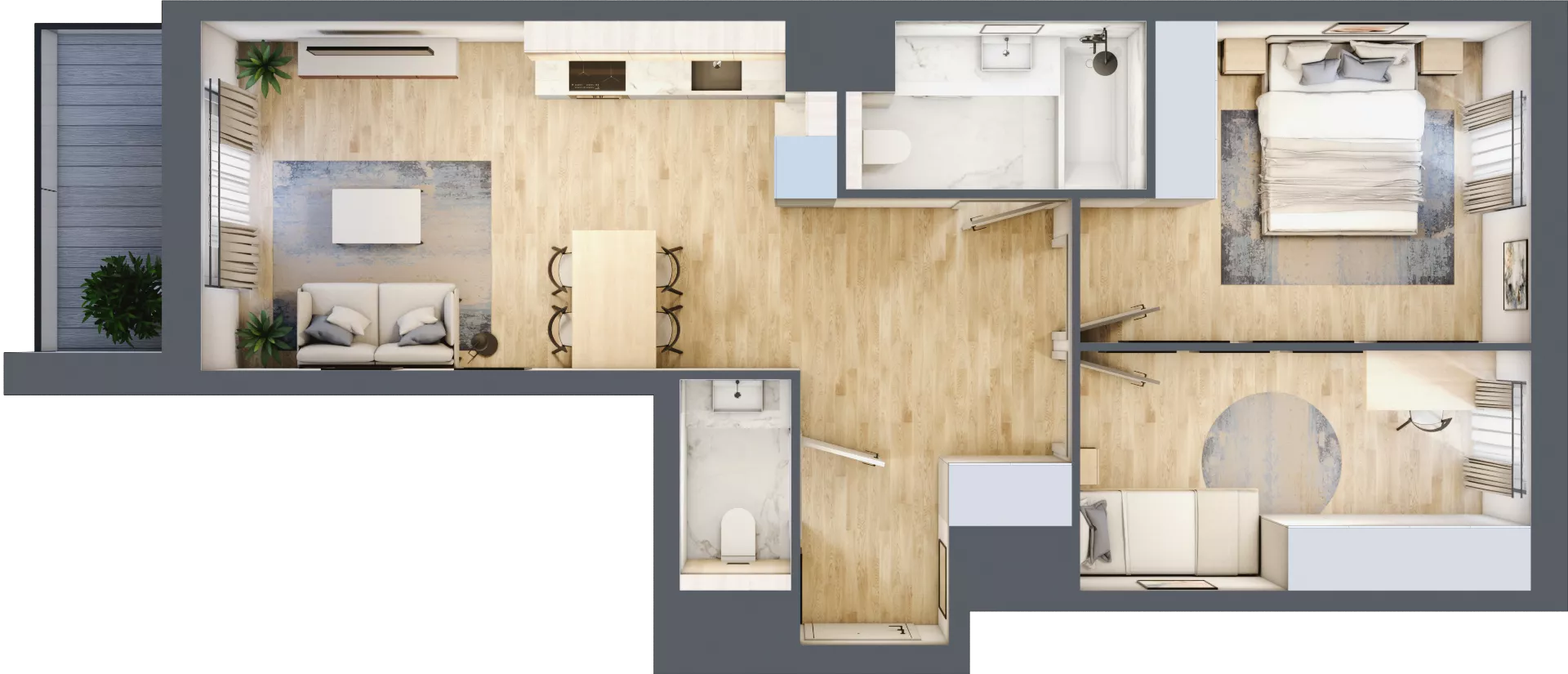 3 pokoje, mieszkanie 57,81 m², piętro 2, oferta nr A/KL3/2/01, Podhalańska Vita, Wrocław, Żerniki, Złotniki, ul. Podhalańska