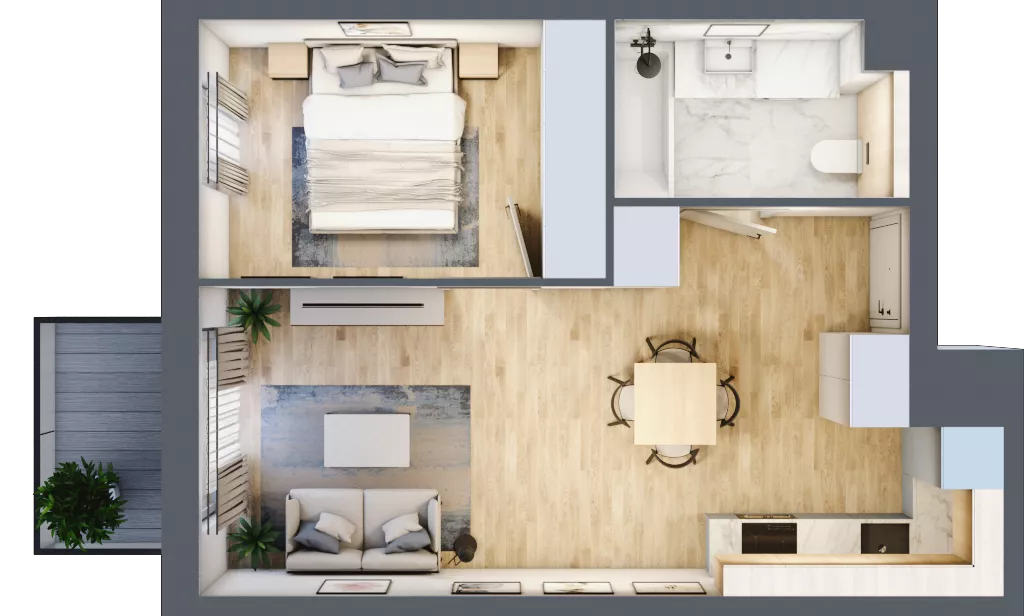 2 pokoje, mieszkanie 38,78 m², piętro 2, oferta nr A/KL1/2/05, Podhalańska Vita, Wrocław, Żerniki, Złotniki, ul. Podhalańska