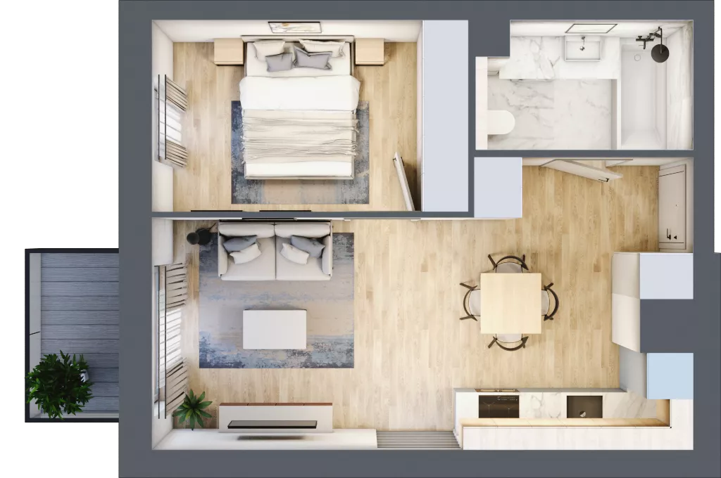 2 pokoje, mieszkanie 38,04 m², piętro 2, oferta nr A/KL1/2/07, Podhalańska Vita, Wrocław, Żerniki, Złotniki, ul. Podhalańska