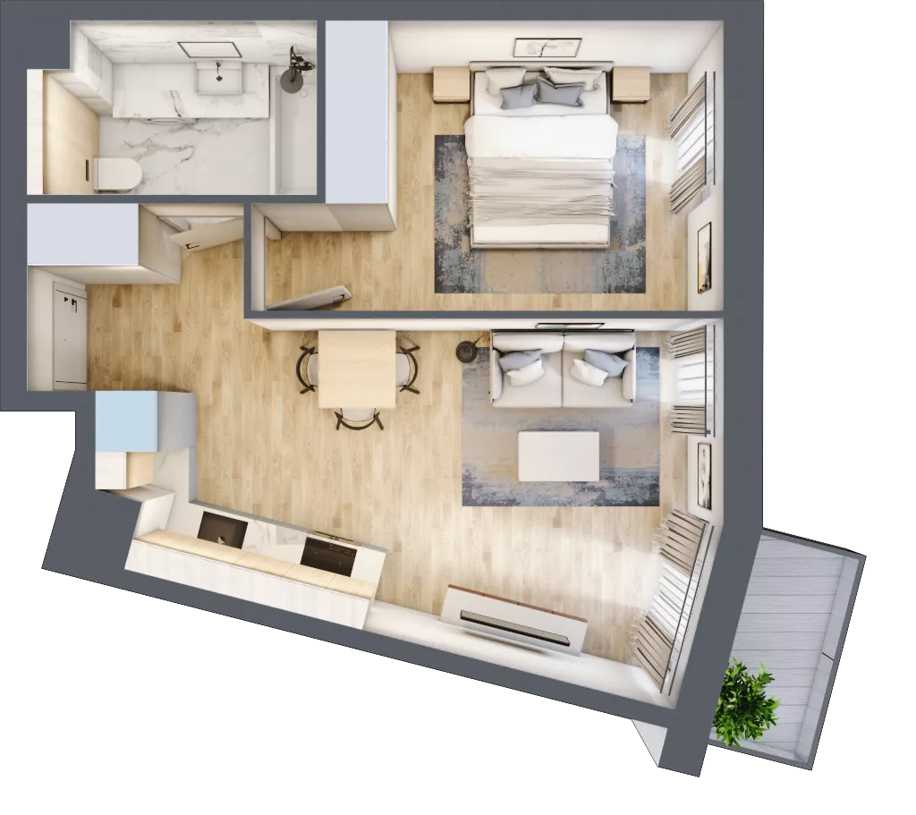 2 pokoje, mieszkanie 38,02 m², piętro 1, oferta nr A/KL2/1/08, Podhalańska Vita, Wrocław, Żerniki, Złotniki, ul. Podhalańska