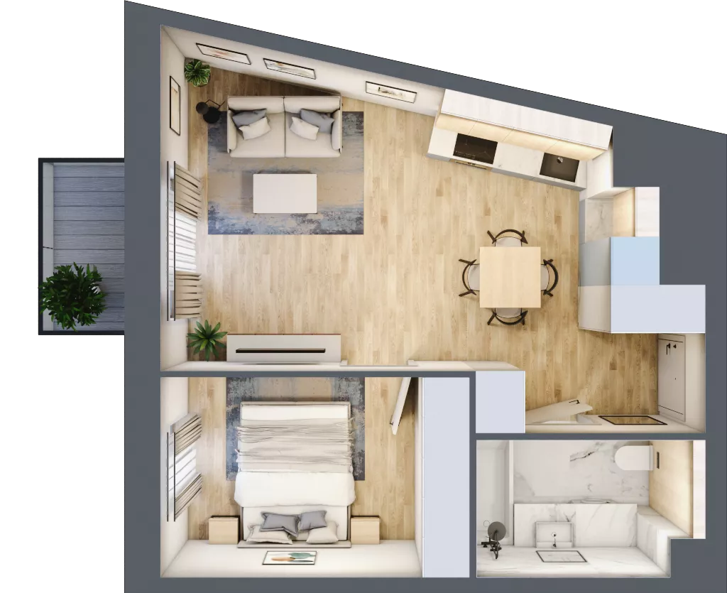 2 pokoje, mieszkanie 39,25 m², piętro 1, oferta nr A/KL1/1/06, Podhalańska Vita, Wrocław, Żerniki, Złotniki, ul. Podhalańska