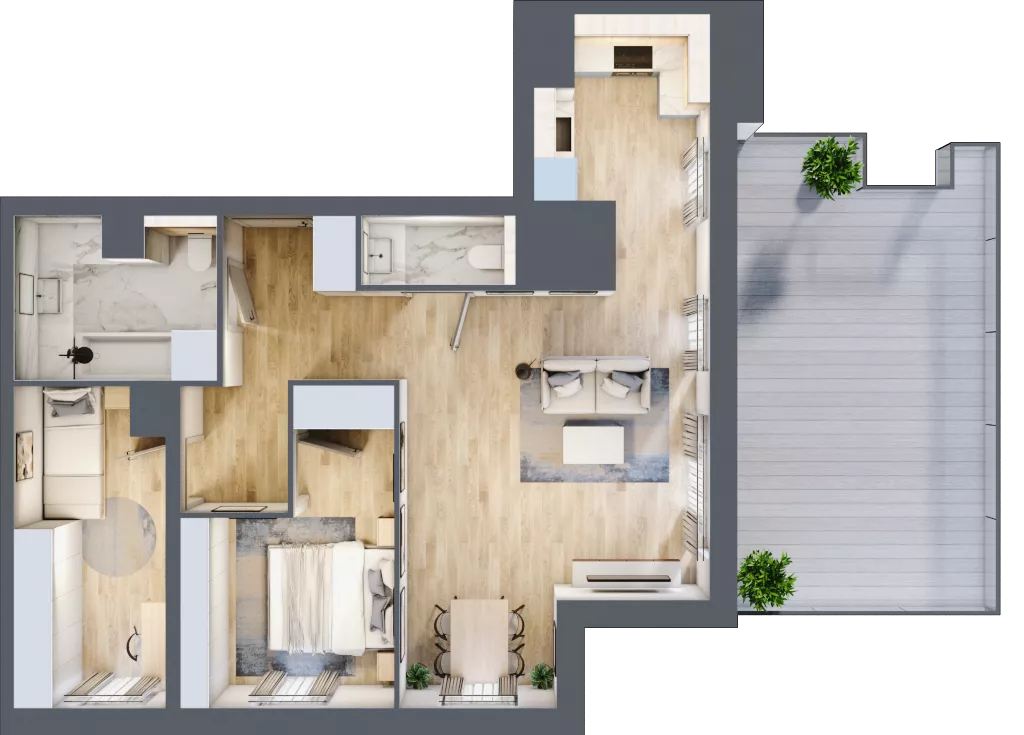 3 pokoje, mieszkanie 64,63 m², piętro 3, oferta nr A/KL3/3/01, Podhalańska Vita, Wrocław, Żerniki, Złotniki, ul. Podhalańska