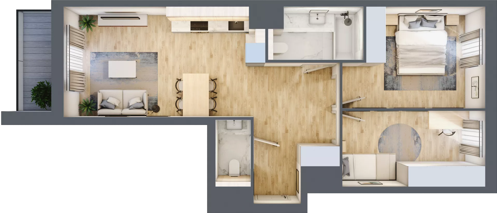 3 pokoje, mieszkanie 57,81 m², piętro 1, oferta nr A/KL3/1/01, Podhalańska Vita, Wrocław, Żerniki, Złotniki, ul. Podhalańska